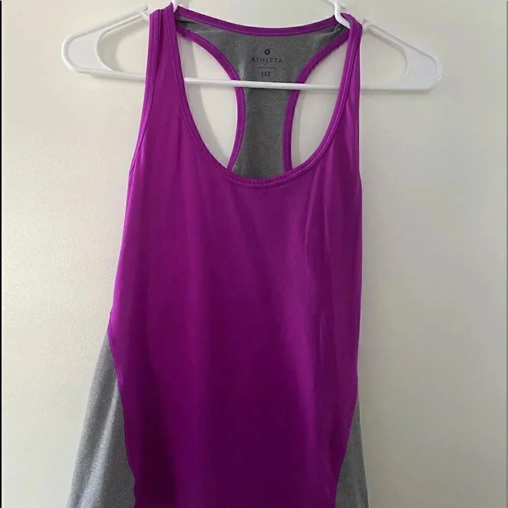 Athleta Womens purple and heather gray racer back work out tank top